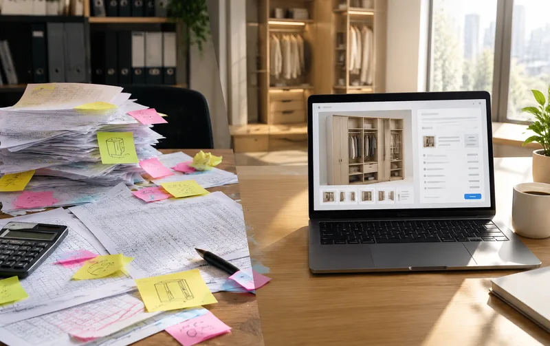 Messy spreadsheets versus a structured quote from a 3D configurator